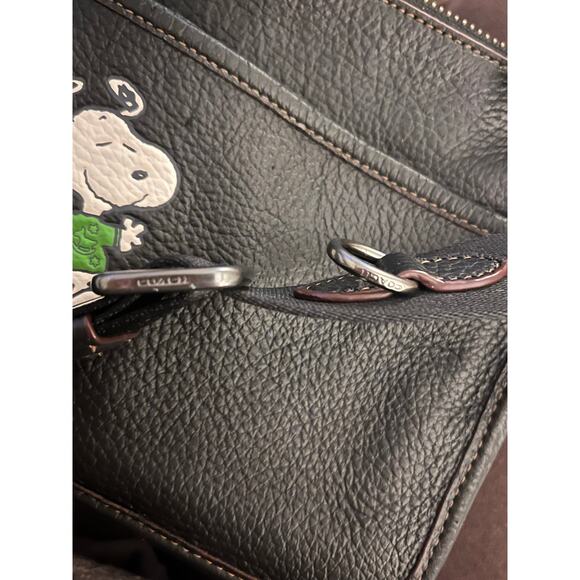 COACH x PEANUTS Black Heritage Convertible Crossbody with Snoopy Motif - Picture 9 of 12